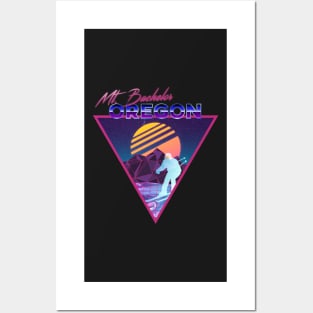 Retro Vaporwave Ski Mountain | Mt. Bachelor Oregon | Shirts, Stickers, and More! Posters and Art